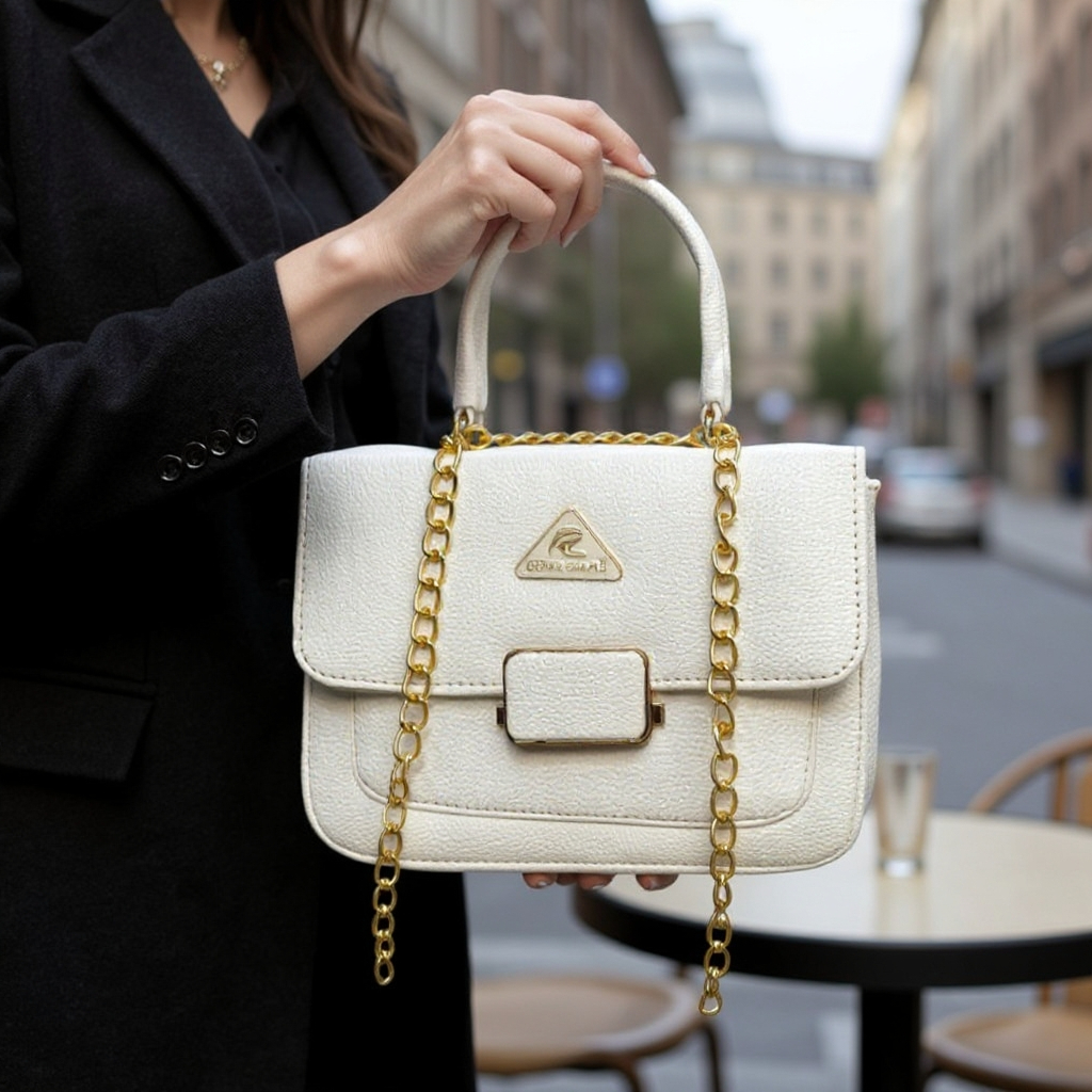 China Leather Stylish Side Bag for Women DS400 WHITE