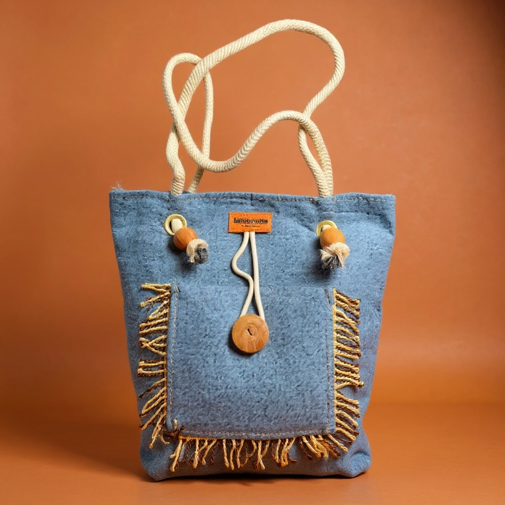 Stylish Tote Bag For Women Denim Canvas DS140 MULTI BLUE